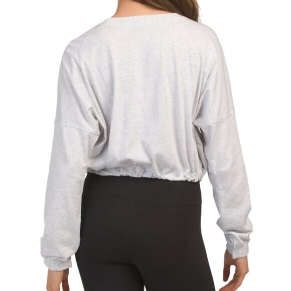 NEW CALVIN KLEIN Logo Embroidery Cropped Pullover 100% cotton heather 261tn - Picture 2 of 4